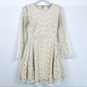 Dujour Cream Crochet Fit & Flare Dress Small
